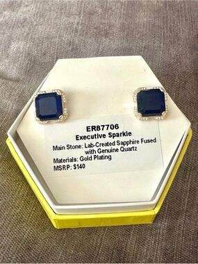 Executive Sparkle Men's Blue Sapphire Stud Cufflinks